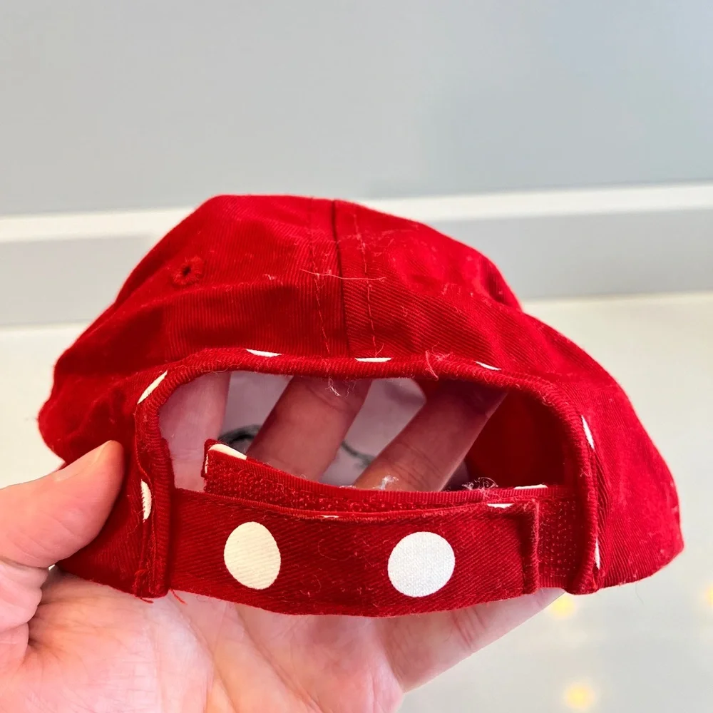 Minnie mouth youth polka dot white red Disney hat